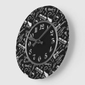 Patroon voor zwarte en witte instrumenten grote klok (Hoek)