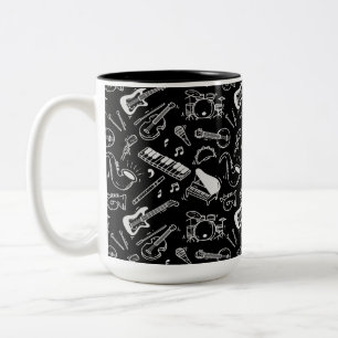 Patroon voor zwarte en witte instrumenten tweekleurige koffiemok