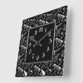 Patroon voor zwarte en witte instrumenten vierkante klok (Hoek)