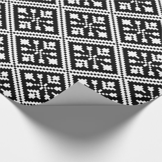 Patroon voor zwarte en witte kerstsnowflakes cadeaupapier (Hoek)