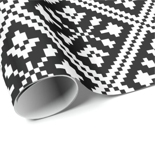 Patroon voor zwarte en witte kerstsnowflakes cadeaupapier (Rol Hoek)