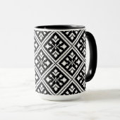 Patroon voor zwarte en witte kerstsnowflakes mok (Voorkant rechts)