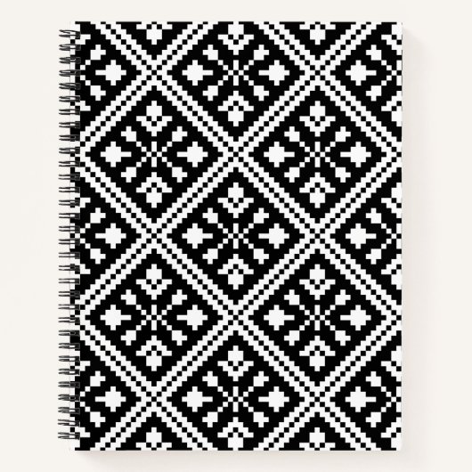 Patroon voor zwarte en witte kerstsnowflakes notitieboek (Voorkant)