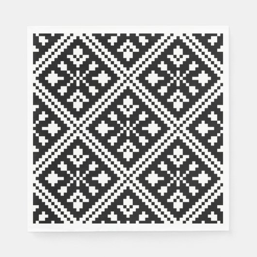 Patroon voor zwarte en witte kerstsnowflakes servet (Voorkant)