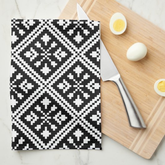 Patroon voor zwarte en witte kerstsnowflakes theedoek (Quarter Fold)