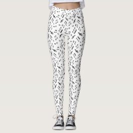 Patroon voor zwarte en witte Muzieknoten Leggings