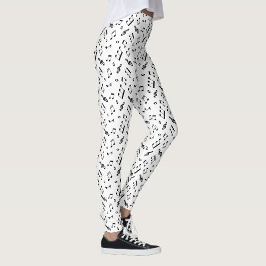 Patroon voor zwarte en witte Muzieknoten Leggings (Rechts)