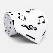 Patroon voor zwarte en witte Muzieknoten Stropdas (Opgerold)