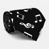 Patroon voor zwarte en witte Muzieknoten Stropdas (Opgerold)