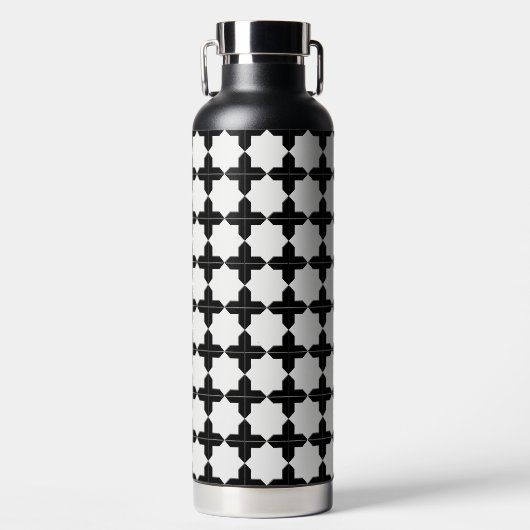 Patroon voor zwarte en witte octogan Tegel Waterfles (Voorkant)