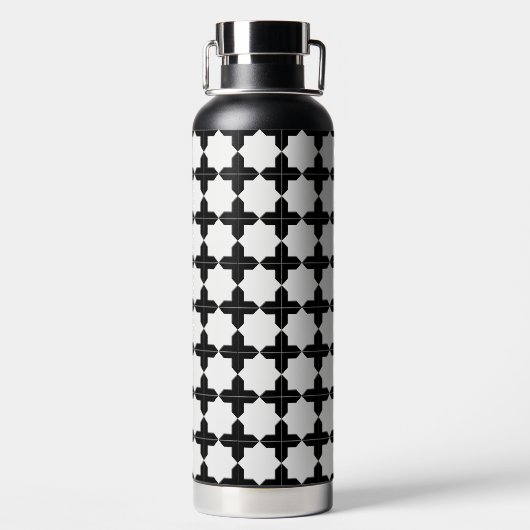 Patroon voor zwarte en witte octogan Tegel Waterfles (Achterkant)