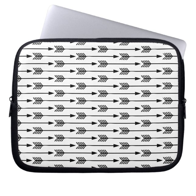 Patroon voor zwarte en witte pijlen laptop sleeve (Voorkant)