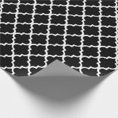 Patroon voor zwarte en witte Quatrefoil tegels Cadeaupapier (Hoek)