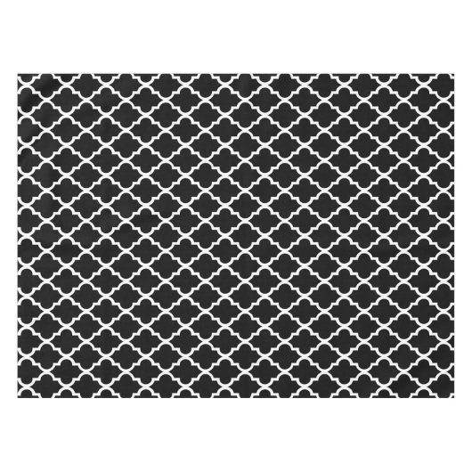 Patroon voor zwarte en witte Quatrefoil tegels Tafelkleed (Voorkant (Horizontaal))