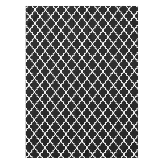 Patroon voor zwarte en witte Quatrefoil tegels Tafelkleed (Voorkant)