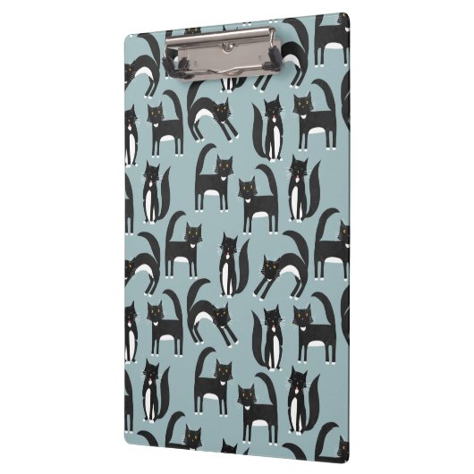 Patroon voor zwarte en witte tuxedo Kitty Cats Klembord (Links)