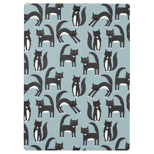 Patroon voor zwarte en witte tuxedo Kitty Cats Klembord (Achterkant)