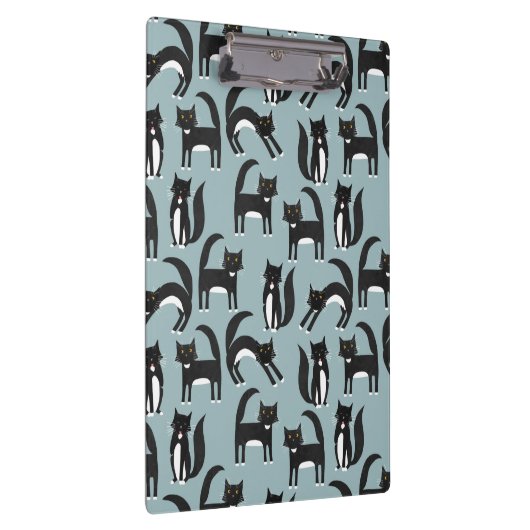Patroon voor zwarte en witte tuxedo Kitty Cats Klembord (Rechts)