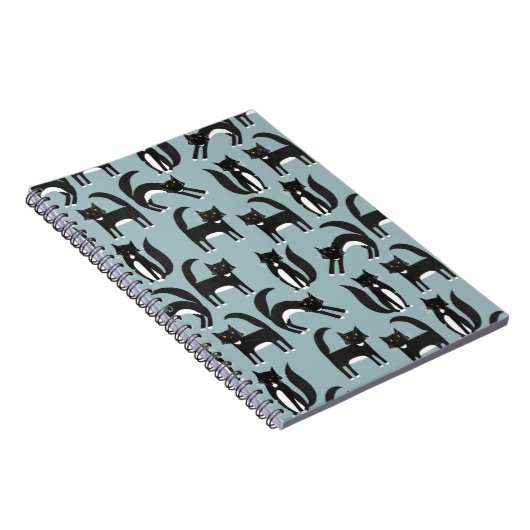 Patroon voor zwarte en witte tuxedo Kitty Cats Notitieboek (Rechterzijde)