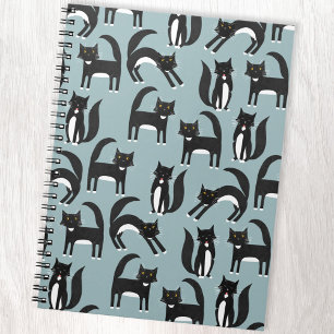 Patroon voor zwarte en witte tuxedo Kitty Cats Notitieboek