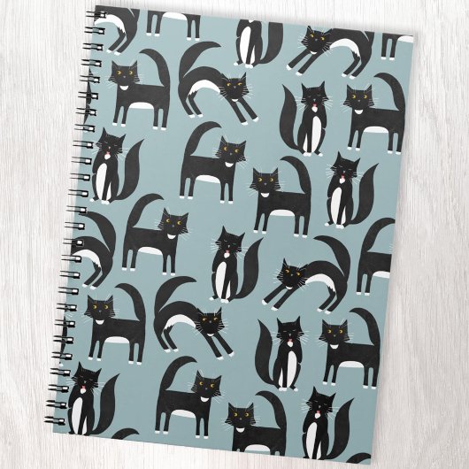 Patroon voor zwarte en witte tuxedo Kitty Cats Notitieboek