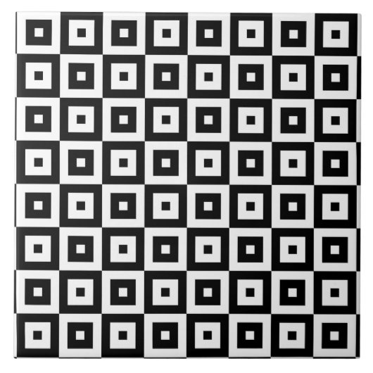 Patroon voor zwarte en witte vierkantjes tegeltje (Voorkant)