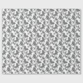 Patroon voor zwarte en witte vlinders en bloemen cadeaupapier (Vlak)