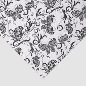 Patroon voor zwarte en witte vlinders en bloemen tissuepapier (Detail)