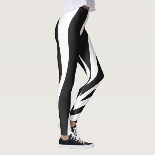Patroon voor zwarte en witte Zebra-strepen Leggings (Rechts)