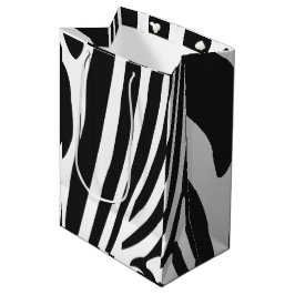 Patroon voor zwarte en witte Zebra-strepen Medium Cadeauzakje