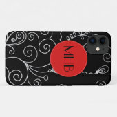 Patroon voor zwarte en witte zWIELEN, monogram Case-Mate iPhone Case (Achterkant (horizontaal))