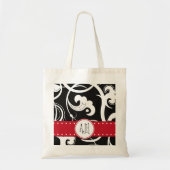 Patroon voor zwarte en witte zWIELEN, monogram Tote Bag (Voorkant)