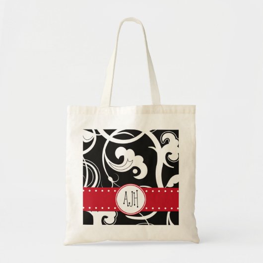 Patroon voor zwarte en witte zWIELEN, monogram Tote Bag (Voorkant)