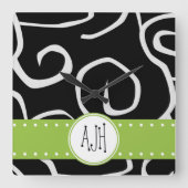 Patroon voor zwarte en witte zWIELEN, monogram Vierkante Klok (Voorkant)