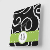Patroon voor zwarte en witte zWIELEN, monogram Vierkante Klok (Hoek)