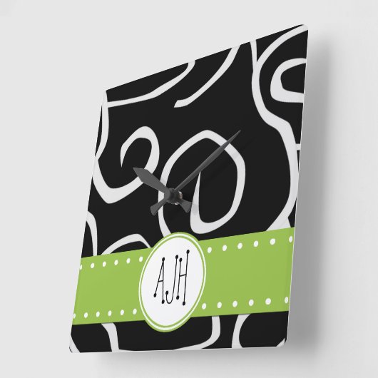 Patroon voor zwarte en witte zWIELEN, monogram Vierkante Klok (Hoek)