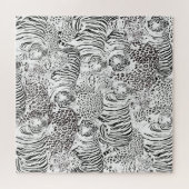 Patroon voor zwarte tijgerdieren legpuzzel (Horizontaal)