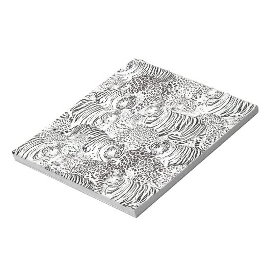 Patroon voor zwarte tijgerdieren notitieblok (Linkerzijde)