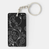 Patroon voor zwoegen, zwart-wit, Jouw naam Sleutelhanger (achterkant)