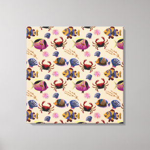 Patroon waterdieren leven onder water 10 canvas afdruk