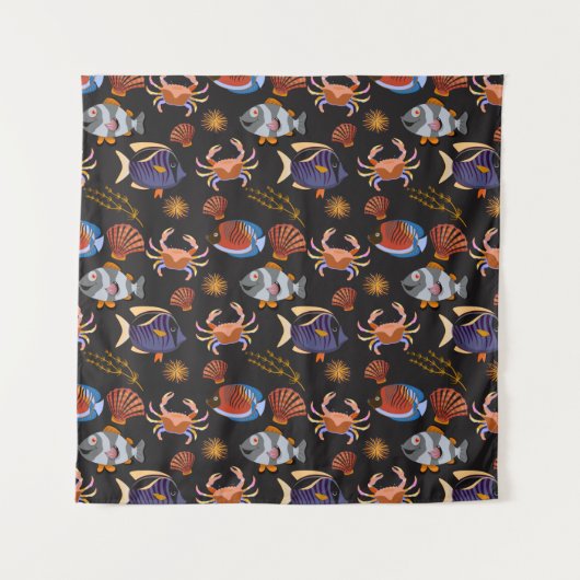 Patroon waterdieren | leven onder water 11 wandkleed (Voorkant)