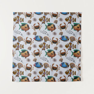 Patroon waterdieren   leven onder water 14 wandkleed