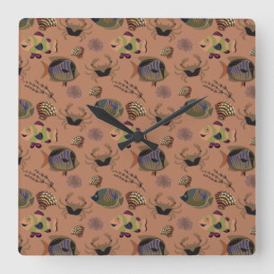 Patroon waterdieren   leven onder water 15 vierkante klok