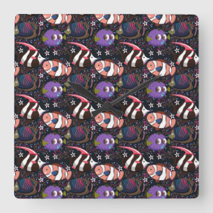 Patroon waterdieren   leven onder water 47 vierkante klok