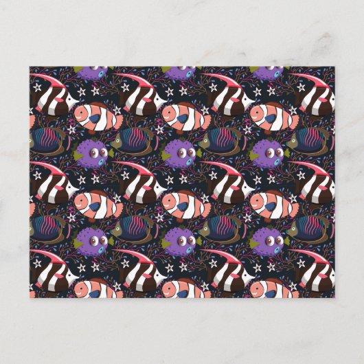 Patroon waterdieren | leven onder water in de ocea briefkaart (Voorkant)