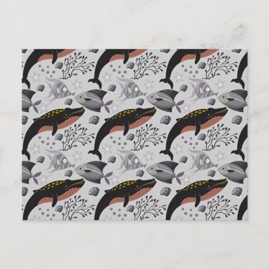 Patroon waterdieren | leven onder water in de ocea briefkaart (Voorkant)