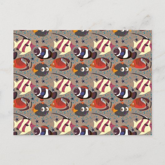 Patroon waterdieren | leven onder water in de ocea briefkaart (Voorkant)