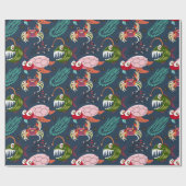 Patroon waterdieren | leven onder water in de ocea cadeaupapier (Vlak)