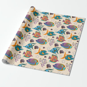 Patroon waterdieren leven onder water in de ocea cadeaupapier