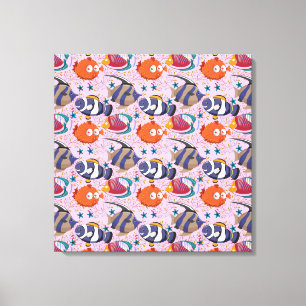 Patroon waterdieren   leven onder water in de ocea canvas afdruk